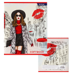 Тетрадь 48л., А5, клетка, Alingar "Girls in the city", скрепка, мелованный картон (стандарт), выб УФ лак, блок офсет, 4 дизайна в пленке т/у