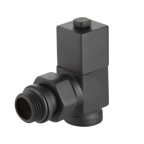 Набор дизайн-вентилей Royal Thermo CUBE, угловой (черный) 1/2quot;