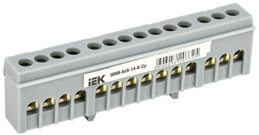 Шина L "фаза" в корп. изоляции на DIN-рейку ШНИ-6х9-14-К-Ср IEK YNN10-69-14KD-K02 Шина L "фаза" в корп. изоляции на DIN-рейку ШНИ-6х9-14-К-Ср IEK YNN10-69-14KD-K02