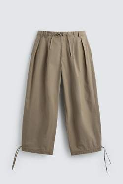 ZARA БРЮКИ BALLOON FIT С ЗАЩИПАМИ, РЫЖЕВАТО-КОРИЧНЕВЫЙ