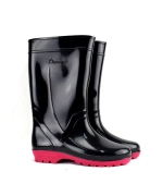 Сапоги женские ПВХ, черный+розовый, р-р 36(225) Д18