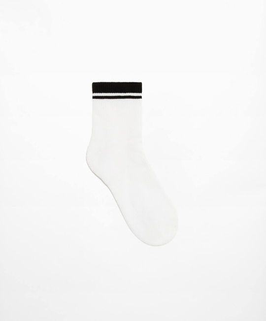 OYSHO Короткие спортивные носки из смесового хлопка в рубчик с полосками, черный