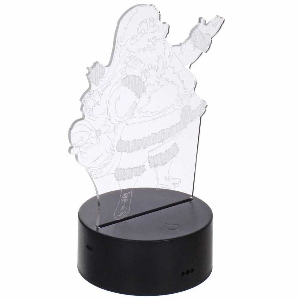 Светильник ночник «3D-Дедушка Мороз» на пластиковой подставке, с включателем USB