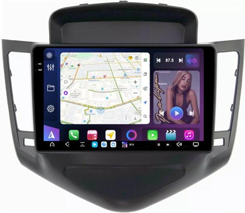 Магнитола для Chevrolet Cruze 1 2009-2012 (рамка черная) - FarCar S500-TS20 монитор 9.5" 2K QLED на Android 14, Быстрейшая, CarPlay, 4G SIM-слот