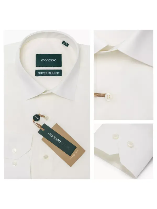 Рубашка приталенная с вытачками на спине SUPER SLIM FIT, молочная