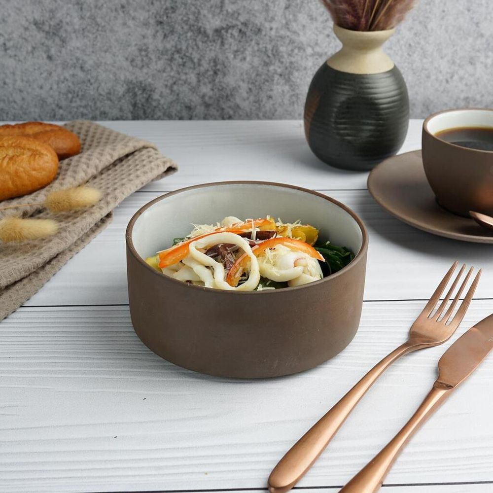 Салатник 600 мл d 13,8 cм h6 cм White Matt New Brown Taiga P.L. [4]