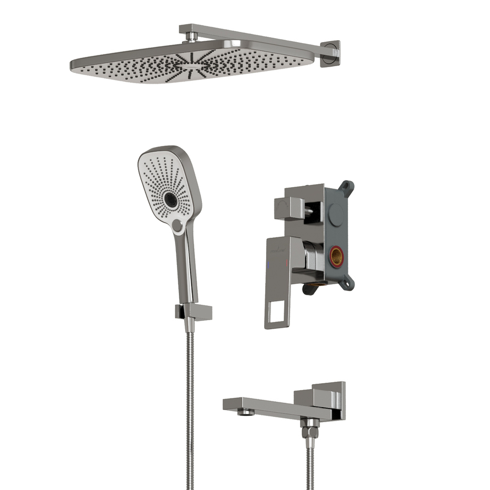Душевая система 35к MIXLINE ML42-083 "Pure" лейка "Тропический душ" встраиваемая  ХРОМ