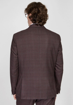 Мужской классический костюм в клетку (бордовый) В66