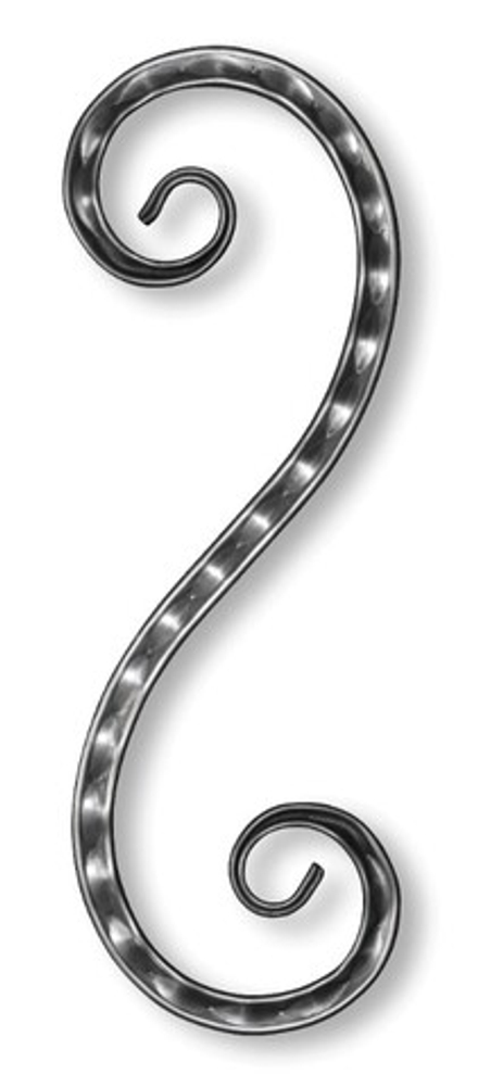 Кованый элемент "Волюта" с декоративной фактурой 225х80 мм.