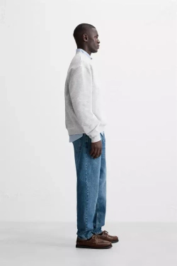 ZARA ТОЛСТОВКА С КРУГЛЫМ ВЫРЕЗОМ, СВЕТЛО-СЕРЫЙ