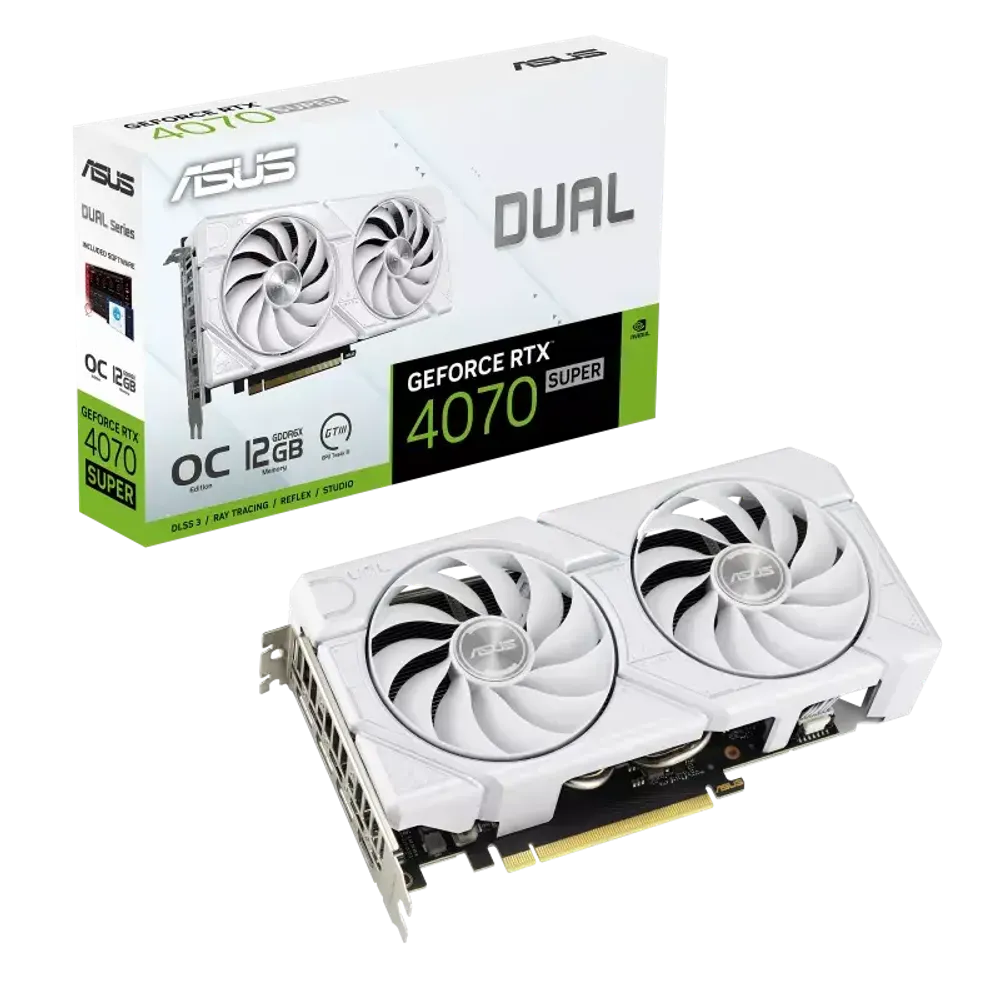 Видеокарта ASUS GeForce RTX4070 SUPER OC, 12GB GDDR6X 1xHDMI 3xDP DUAL-RTX4070S-O12G-EVO-WHITE
