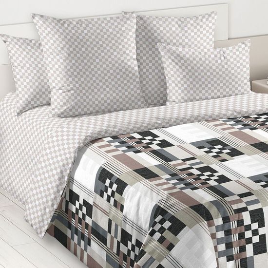 Евро комплект постельного белья с простыней на резинке Эрнесто перкаль