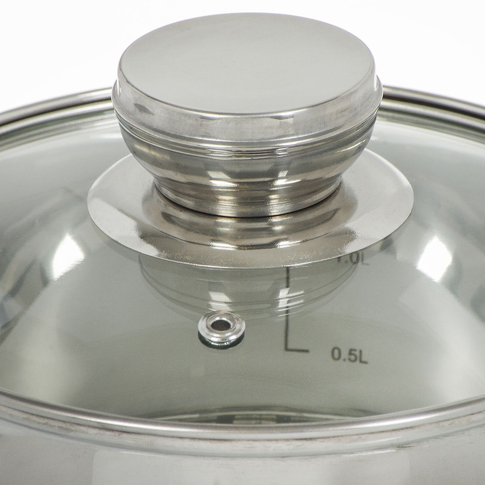 Кастрюля нерж, 1.9 л, с крыш, Daniks, Стандарт-PR, SD-16-2, индукц