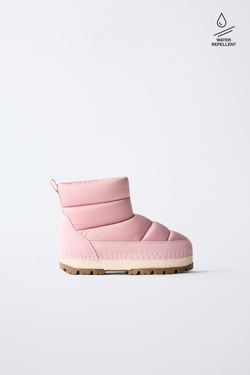 ZARA НЕЙЛОНОВЫЕ ЗИМНИЕ БОТИНКИ, РОЗОВЫЙ