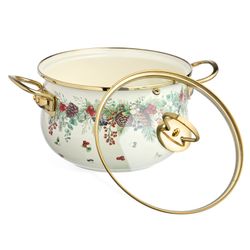 КАСТРЮЛЯ ЭМАЛИРОВАННАЯ AGNESS СО СТЕКЛЯННОЙ КРЫШКОЙ СЕРИЯ "CELEBRATION", 3.6 Л, 22*13 СМ