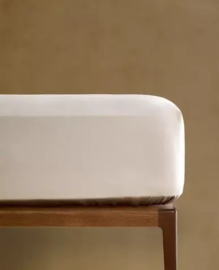ZARA HOME (300 НИТЕЙ) НАТЯЖНАЯ ПРОСТЫНЯ ИЗ ХЛОПКА, БЕЖЕВЫЙ