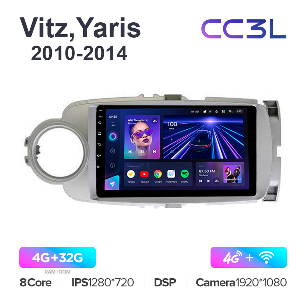 Teyes CC3L 9"для Toyota Vitz, Yaris 2010-2014