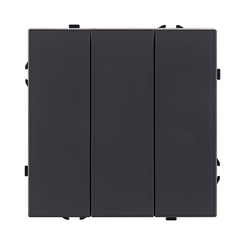 Трехклавишный выключатель 10А/250В Черный матовый Kollinger Eclipse EC-710BK