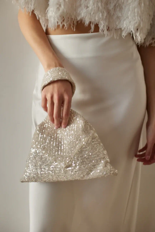 Свадебный клатч цвета айвори с пайетками