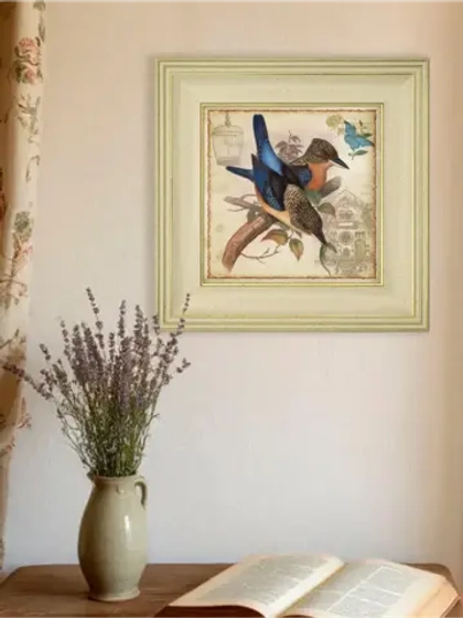 Картина интерьерная на холсте в раме "Птички" 30*30 см