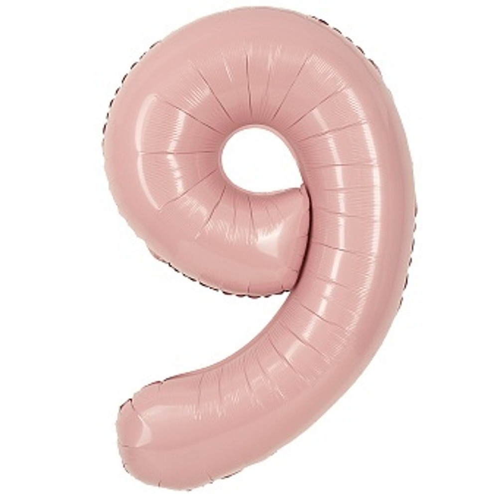К 40" Цифра 9 Пыльная роза Сатин 100 см.