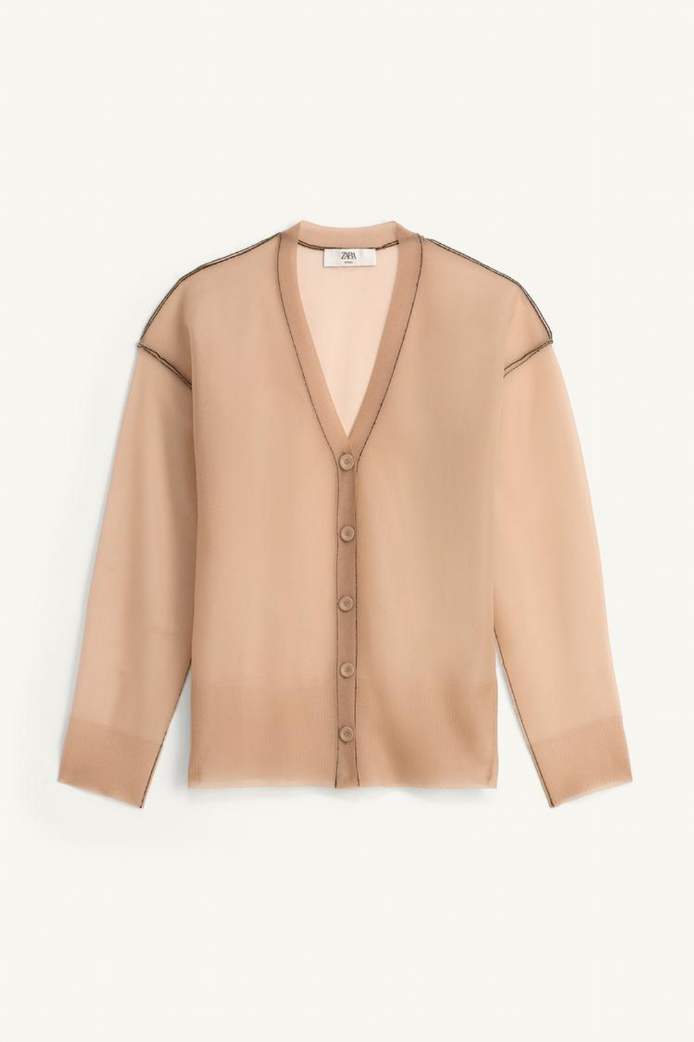 ZARA ПОЛУПРОЗРАЧНЫЙ КАРДИГАН - LIMITED EDITION, БЛЕДНО-РОЗОВЫЙ