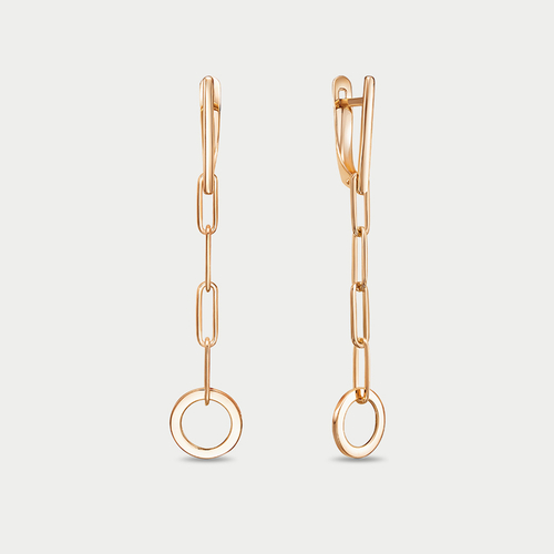 Длинные серьги для женщин из розового золота 585 пробы без вставок (арт. 2203688ш)