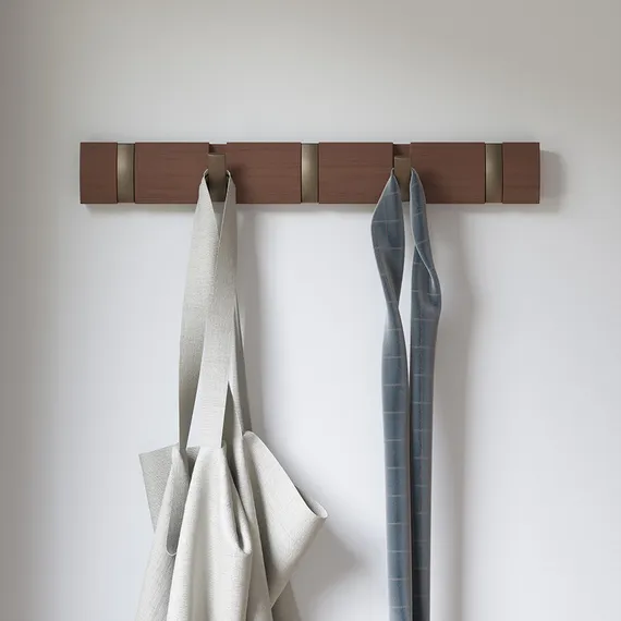 Настенная вешалка Flip 5 крючков коричневая