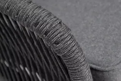 "Канны" диван модульный плетеный из роупа, каркас алюминий темно-серый (RAL7024) муар, роуп темно-серый круглый, ткань темно-серая 027