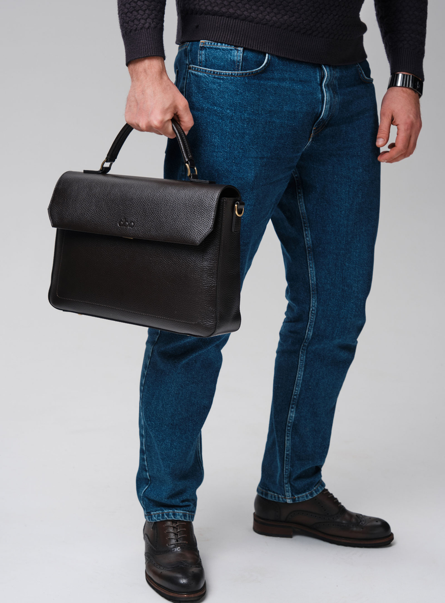 Мужская кожаная сумка Levi DBR 7115 темно-коричневый