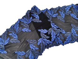 Вышивка на сетке (эластичная), 21 см, черный и ультрамарин, (Арт: VS-1016), м