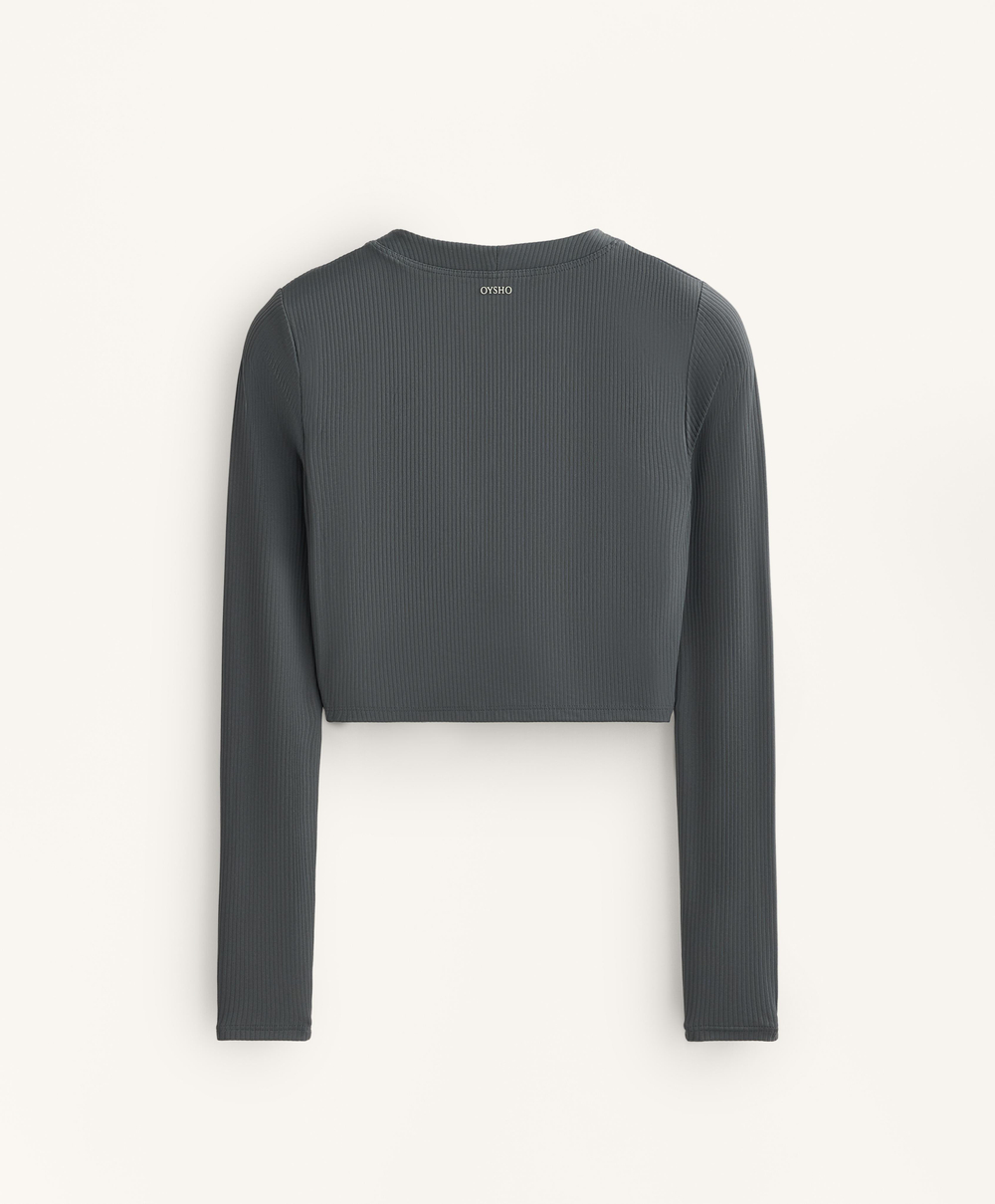 Oysho Лонгслив Comfortlux в рубчик, антрацитово-серый