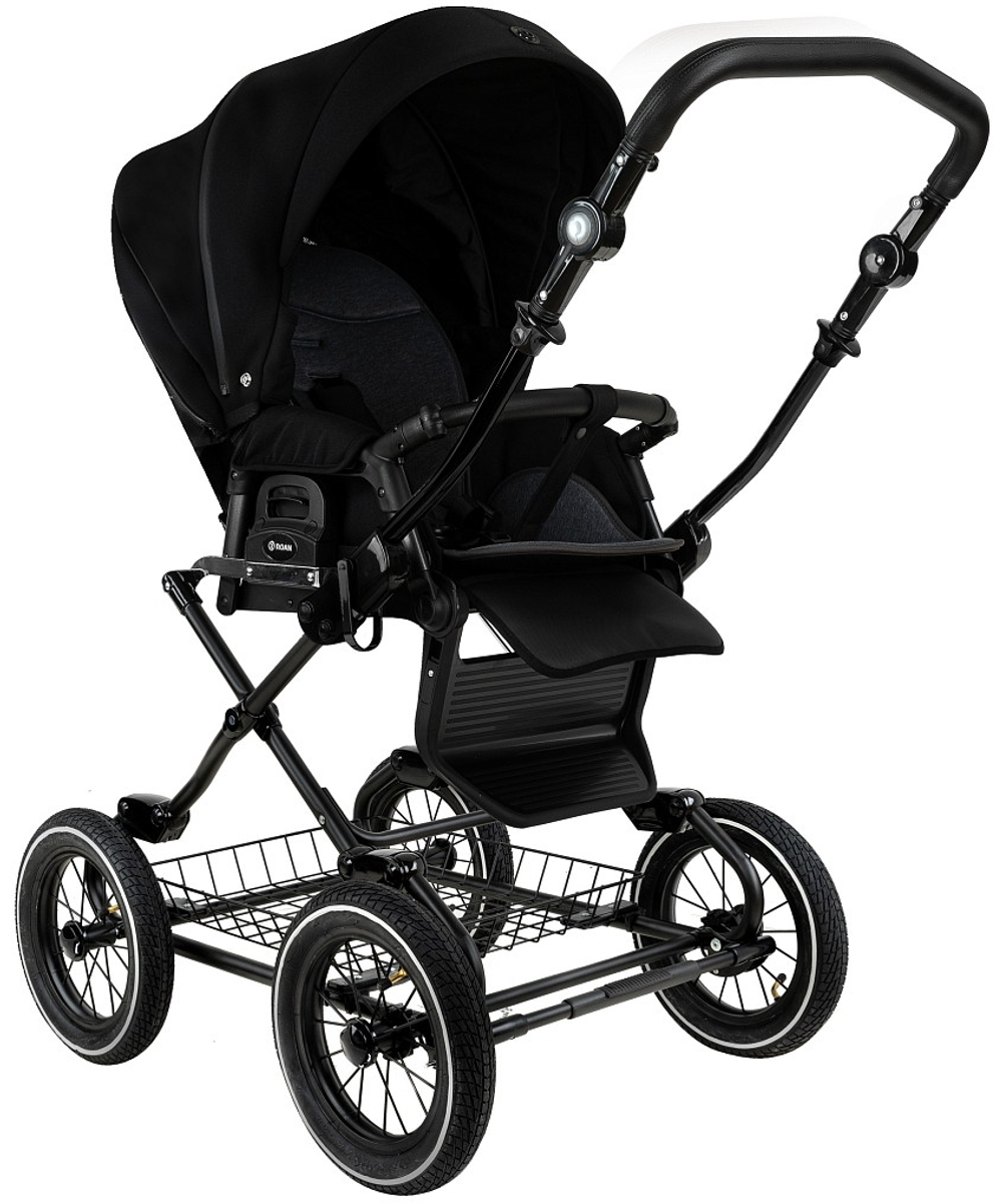 Детская коляска Roan Bass Next Classic d12 2.0 3 в 1 с автокреслом Pituso Santiso Pro Black BNC/85/2 Caviar/Black/руч.Cappuccino