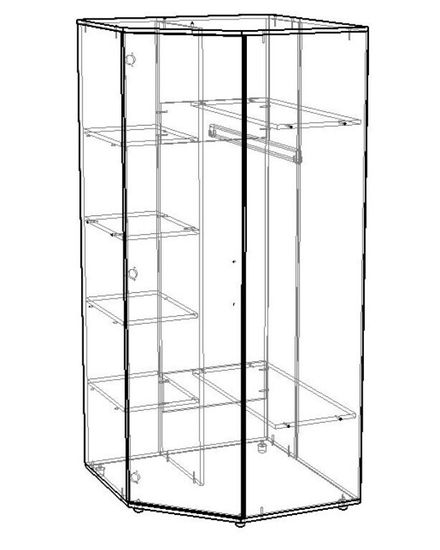 Шкаф угловой МИЯКО /853*1900*853/ левый анкор темный / анкор светлый