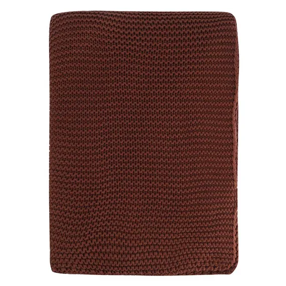 Плед из хлопка жемчужной вязки коричневого цвета из коллекции essential, 130x180 см