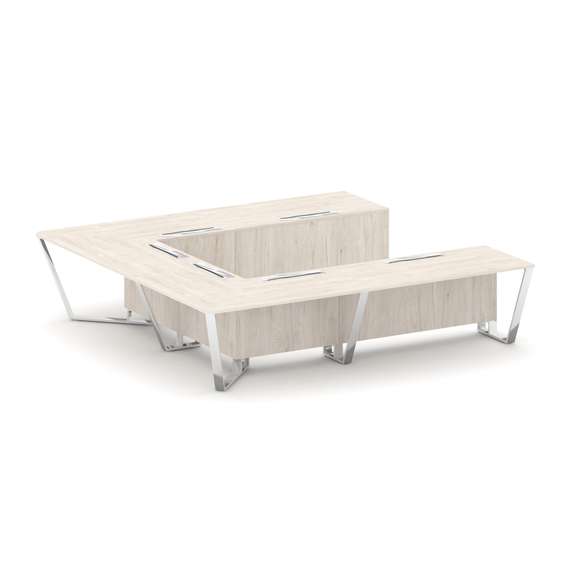 Steel Meet Стол переговорный П-образный MD-PR.B.SP-11P Денвер Светлый/Нержавеющая Сталь/Хром 3200*32