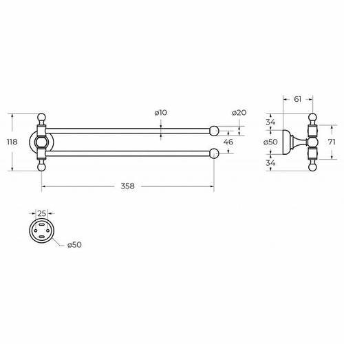Полотенцедержатель Cezares Aphrodite APHRODITE-TD09-01-M поворотный Хром