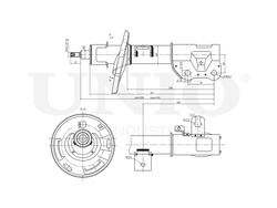 Амортизатор газовый передней подвески левый UNIO SAB-10335