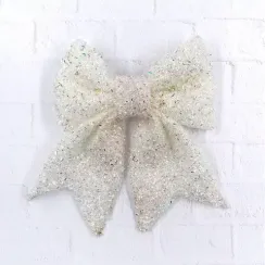 Бант Бьянка 19x22 см., 1 шт., белый, Christmas DeLuxe (86821)