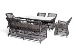 "Катания" обеденная группа плетеная на 6 персон, цвет графит