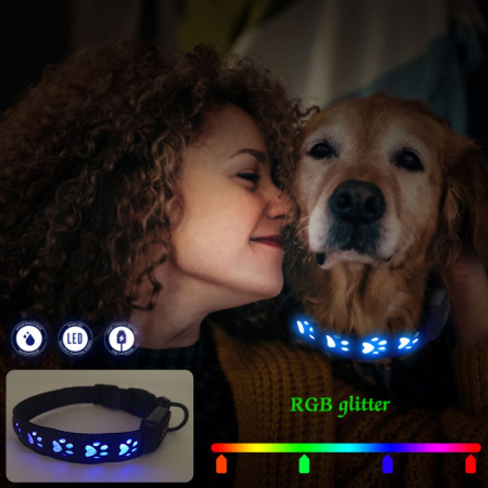 Светодиодный ошейник для собак AIDI AIDI-C14-RGB . &quot;Чистый котик&quot;. Размер:S Цвет: черный
