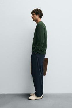 ZARA ХЛОПКОВЫЙ КАРДИГАН КЛАССИЧЕСКОГО КРОЯ, ЗЕЛЕНЫЙ