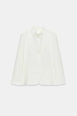 ZARA БЛЕЙЗЕР ИЗ 100% ЛЬНА — ZW COLLECTION, БЕЛЫЙ