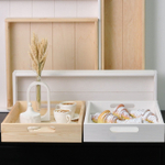 Столик поднос деревянный разборный 38х38 см, поднос декоративный для кухни Флоутард из массива сосны, столик для завтрака в постель, белый