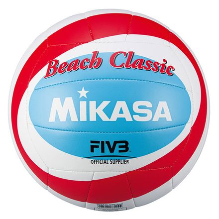 Мяч вол. пляжн. MIKASA BV543C-VXB-RSB, 18 панелей,синт.кожа (ТПУ), маш.сш.,бут.кам,бело-сине-красный
