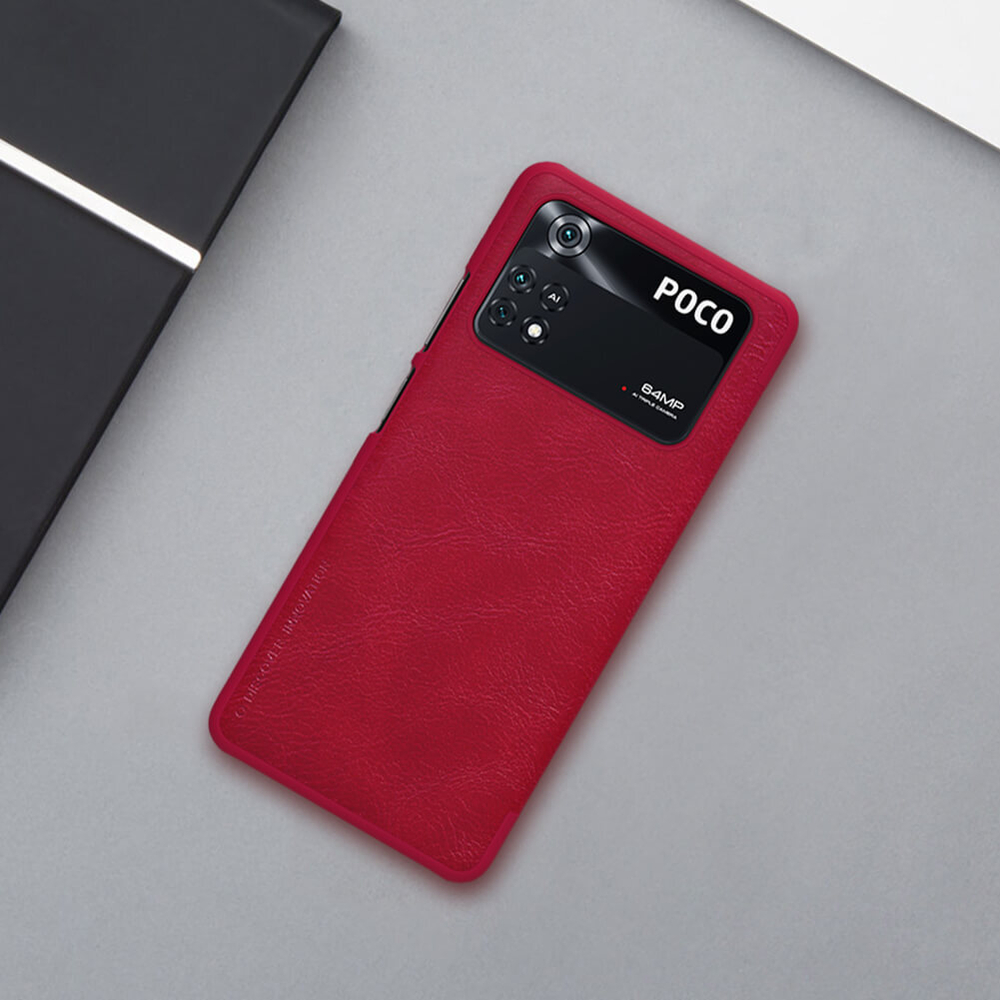 Кожаный чехол-книжка Nillkin Leather Qin для Xiaomi Poco M4 Pro 4G