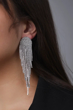 Серьги пусеты длинные из серебряных кругов