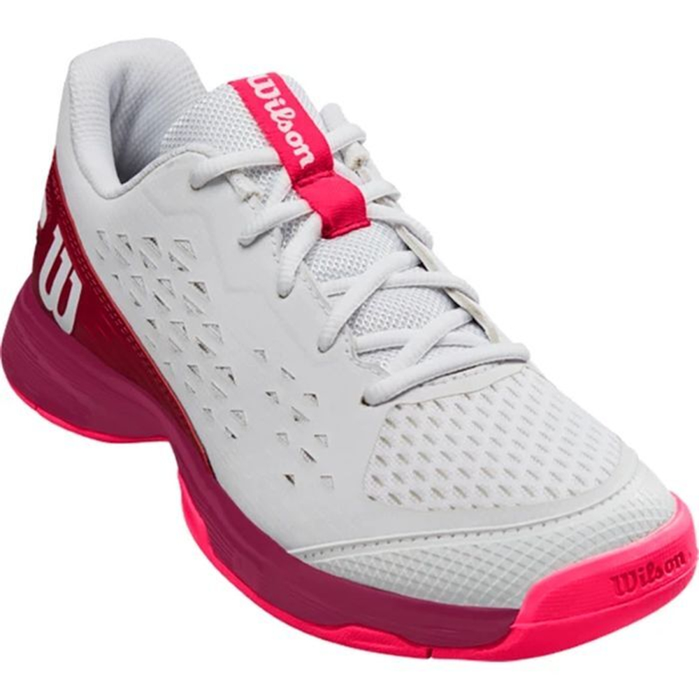 детские Кроссовки теннисные Wilson Rush Pro JR L - white/beet red/diva pink
