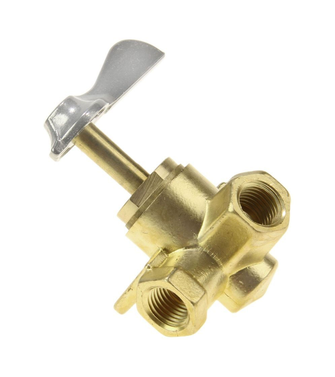 Кран топливный 3-х позиционный латунный, 1/4"