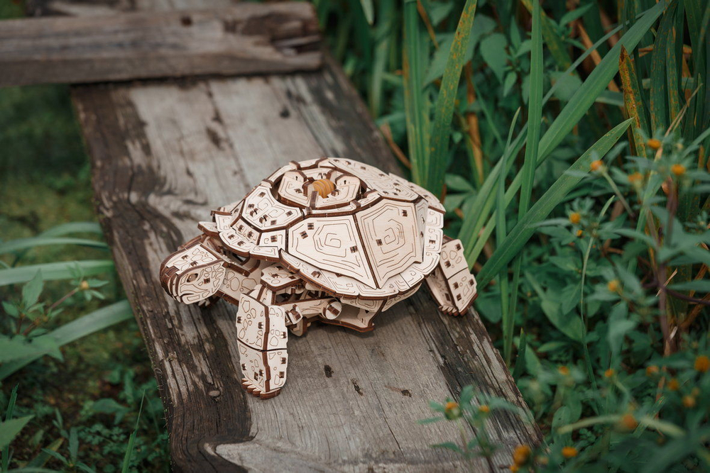 Механическая Черепаха от Eco Wood Art (EWA) - Деревянный конструктор, сборная модель, 3D пазл